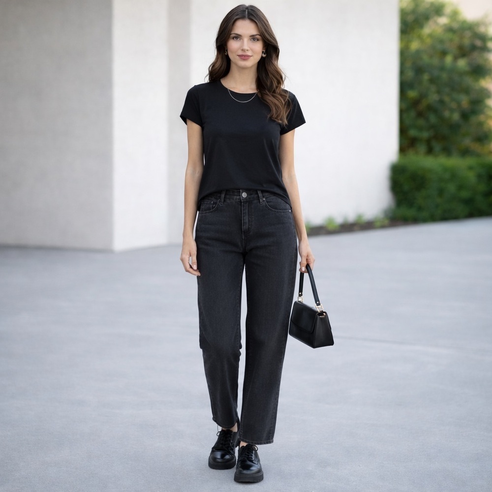 NEW Hudson Jeans Women's Black Straight Leg High Rise Mother Jeans Size 16/36